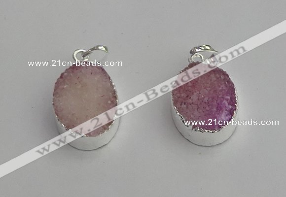 NGP7187 15*20mm oval druzy quartz pendants wholesale