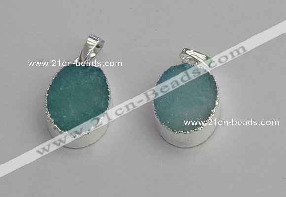 NGP7188 15*20mm oval druzy quartz pendants wholesale