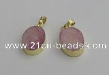 NGP7198 15*20mm oval druzy quartz pendants wholesale