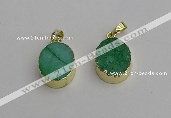 NGP7200 15*20mm oval druzy quartz pendants wholesale
