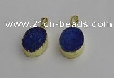 NGP7201 15*20mm oval druzy quartz pendants wholesale