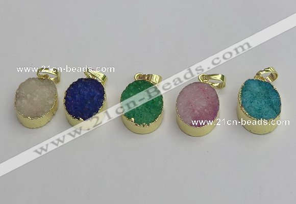 NGP7203 15*20mm oval druzy quartz pendants wholesale