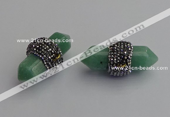 NGP7212 15*40mm sticks green aventurine pendants wholesale