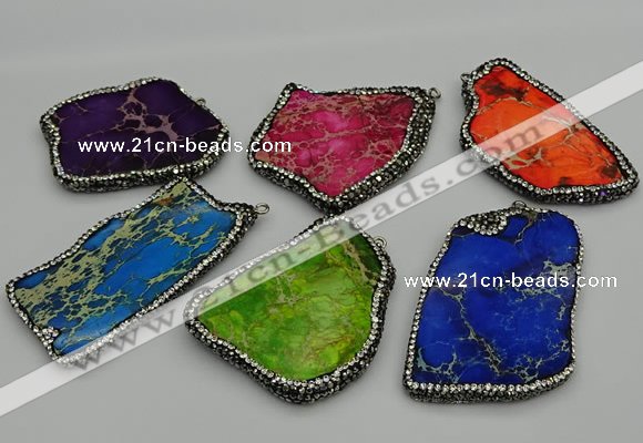 NGP7231 30*50mm - 40*60mm freeform sea sediment jasper pendants