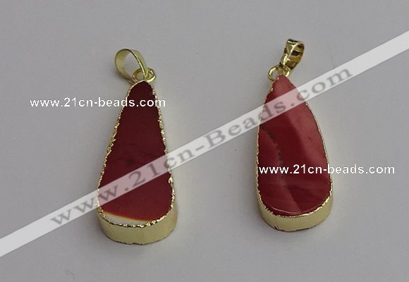NGP7245 10*40mm flat teardrop mookaite gemstone pendants