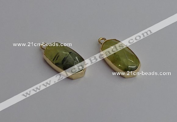 NGP7263 13*25mm faceted freeform green rutilated quartz pendants