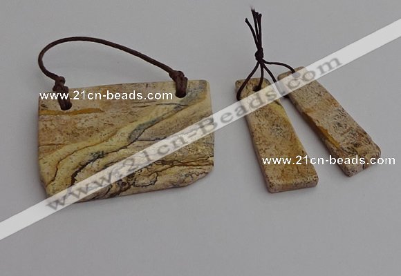 NGP7278 10*25mm - 25*45mm freeform picture jasper pendants sets