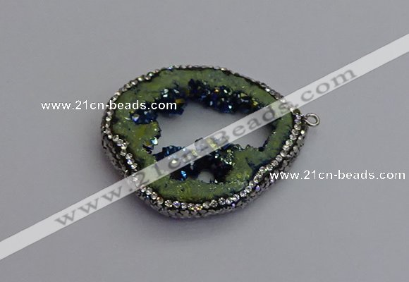 NGP7286 25*35mm - 35*40mm freeform plated druzy agate pendants