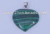 NGP729 25*25mm heart natural malachite with 18KGP gemstone pendant