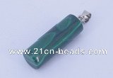 NGP731 8*24mm column natural malachite with 18KGP gemstone pendant