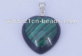 NGP732 20*20mm heart natural malachite & black agate with 18KGP pendant