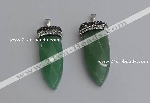 NGP7320 15*40mm - 16*45mm arrowhead green aventurine pendants