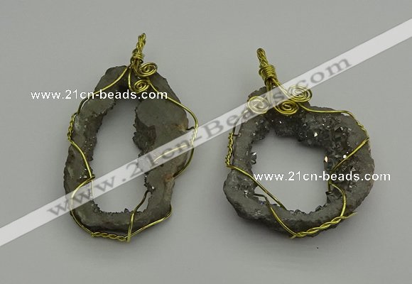 NGP7343 40*55mm - 45*50mm freeform plated druzy agate pendants