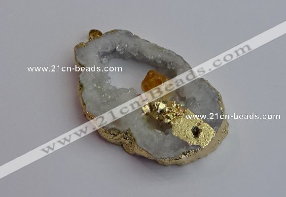 NGP7390 45*50mm - 50*55mm freeform druzy agate pendants