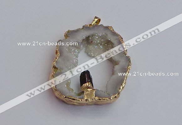 NGP7394 45*50mm - 50*55mm freeform druzy agate pendants