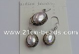 NGP7398 15*18mm - 18*22mm oval shell pearl jewelry sets