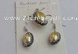 NGP7399 15*18mm - 18*22mm oval shell pearl jewelry sets