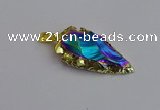 NGP7411 22*30mm - 25*40mm arrowhead plated obsidian pendants