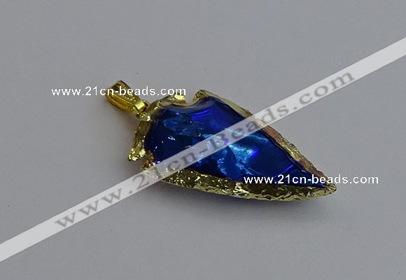 NGP7412 22*30mm - 25*40mm arrowhead plated obsidian pendants