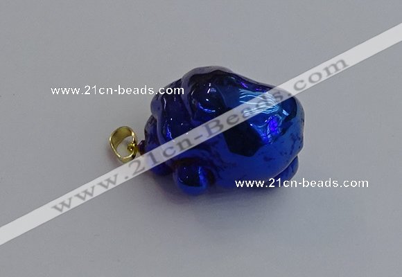 NGP7423 25*35mm - 35*40mm nuggets plated agate pendants