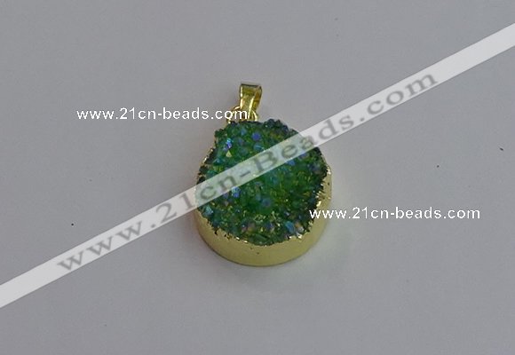 NGP7461 20mm coin plated druzy agate gemstone pendants