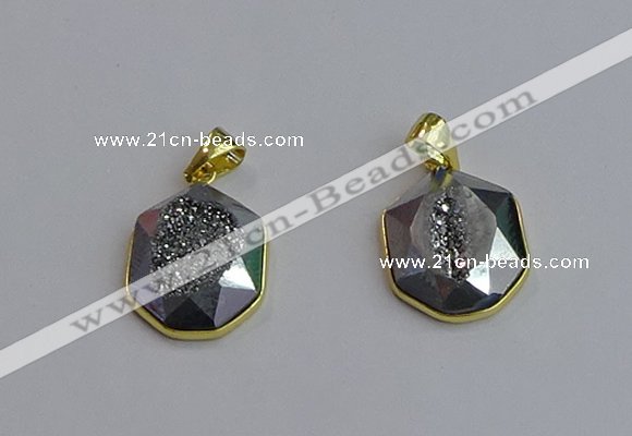 NGP7465 16*18mm freeform plated druzy agate gemstone pendants