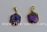 NGP7466 16*18mm freeform plated druzy agate gemstone pendants