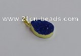 NGP7486 15*20mm flat teardrop plated druzy agate gemstone pendants