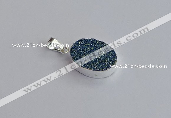 NGP7507 15*20mm oval plated druzy agate gemstone pendants