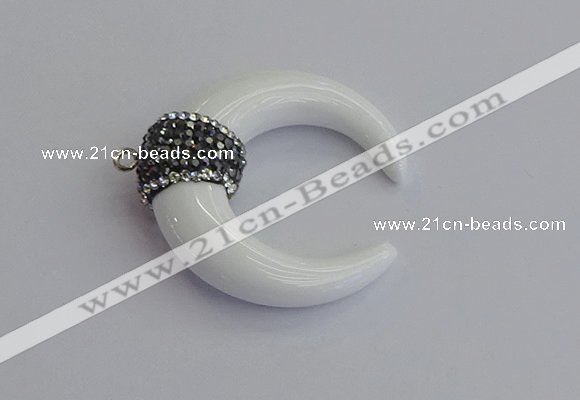 NGP7525 35*38mm horn white porcelain pendants wholesale