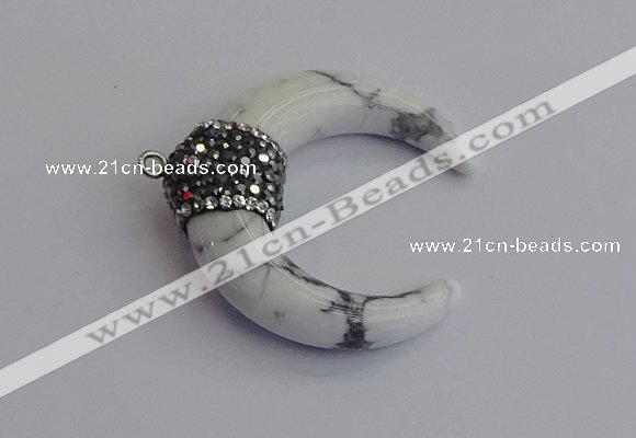 NGP7526 35*38mm horn white howlite pendants wholesale