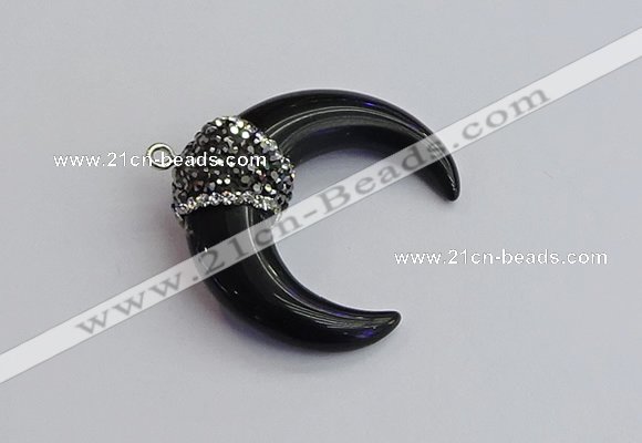 NGP7530 35*38mm horn black agate pendants wholesale