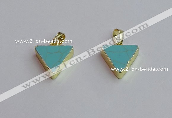 NGP7563 15*16mm triangle white howlite turquoise pendants