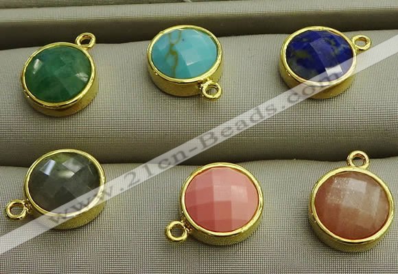 NGP7566 12mm coin mixed gemstone pendants wholesale