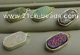 NGP7580 10*15mm oval plated druzy agate pendants wholesale