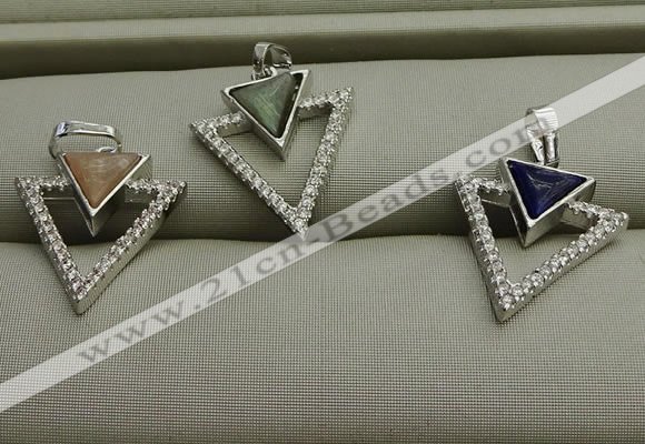 NGP7604 16*19mm arrowhead mixed gemstone pendants wholesale