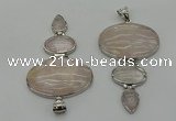 NGP8001 50*82mm - 52*86mm rose quartz pendant set jewelry