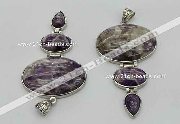 NGP8005 50*82mm - 52*86mm dogtooth amethyst pendant set jewelry