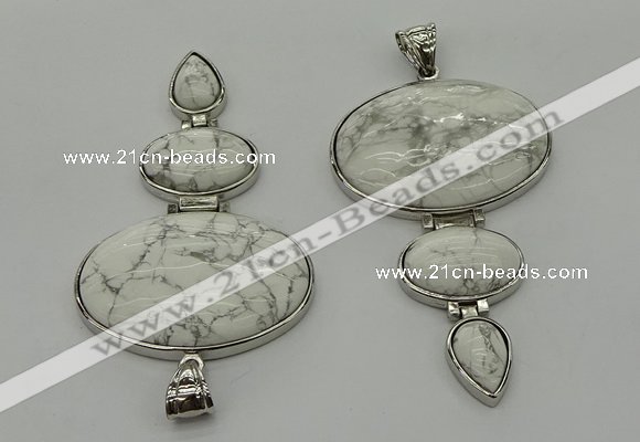 NGP8011 50*82mm - 52*86mm white howlite pendant set jewelry