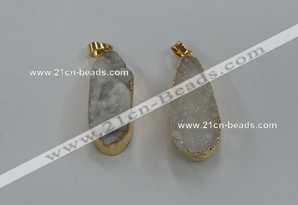 NGP8500 15*33mm - 17*40mm flat teardrop druzy agate pendants