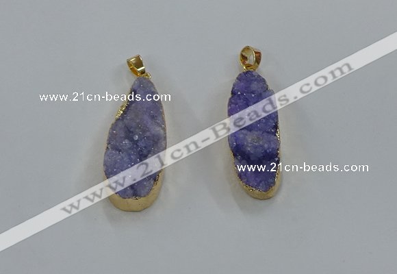 NGP8502 15*33mm - 17*40mm flat teardrop druzy agate pendants