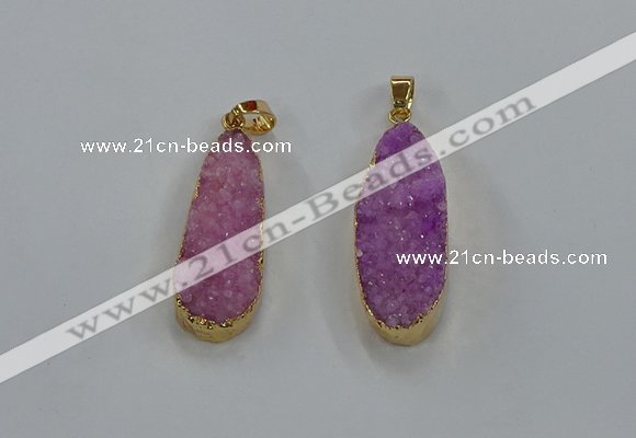 NGP8503 15*33mm - 17*40mm flat teardrop druzy agate pendants