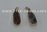 NGP8508 15*33mm - 17*40mm flat teardrop druzy agate pendants