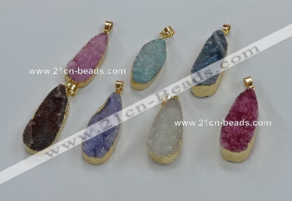 NGP8509 15*33mm - 17*40mm flat teardrop druzy agate pendants