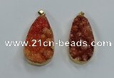 NGP8512 25*48mm - 27*52mm flat teardrop druzy agate pendants