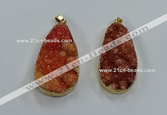 NGP8512 25*48mm - 27*52mm flat teardrop druzy agate pendants