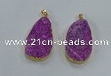 NGP8514 25*48mm - 27*52mm flat teardrop druzy agate pendants