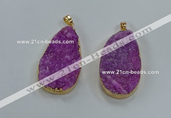 NGP8514 25*48mm - 27*52mm flat teardrop druzy agate pendants