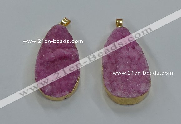 NGP8515 25*48mm - 27*52mm flat teardrop druzy agate pendants