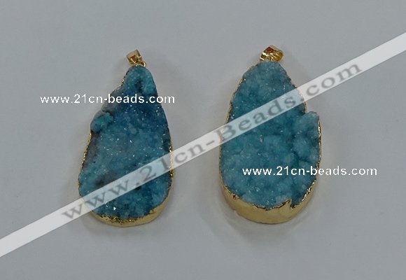 NGP8516 25*48mm - 27*52mm flat teardrop druzy agate pendants